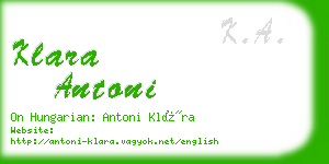 klara antoni business card